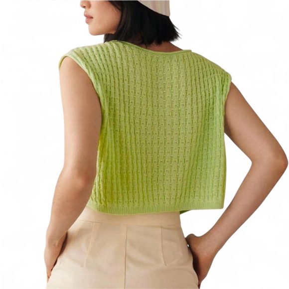 NWT Anthro Pilcro Cropped Knit Sweater in Mint Green - Picture 2 of 10
